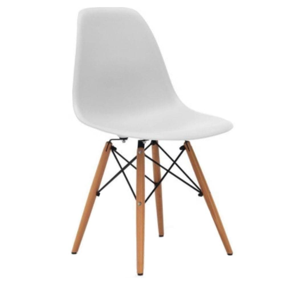 Silla Eames DSW Blanca con Patas de Madera