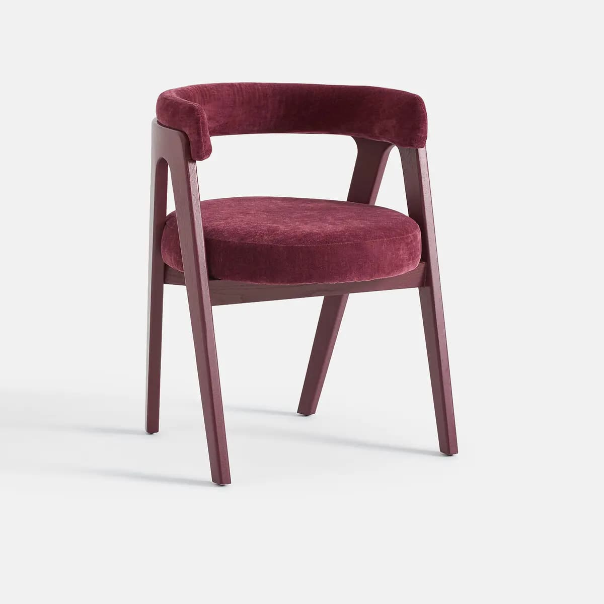 Silla de comedor vintage Valentina de fresno y terciopelo