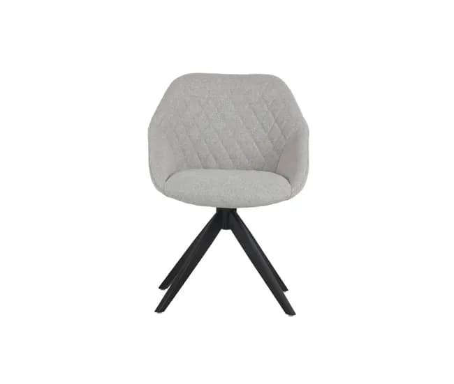 Silla de comedor giratoria gris con tapizado capitoné