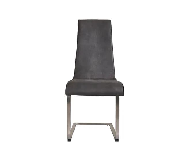 Silla de comedor de terciopelo gris oscuro con base metálica
