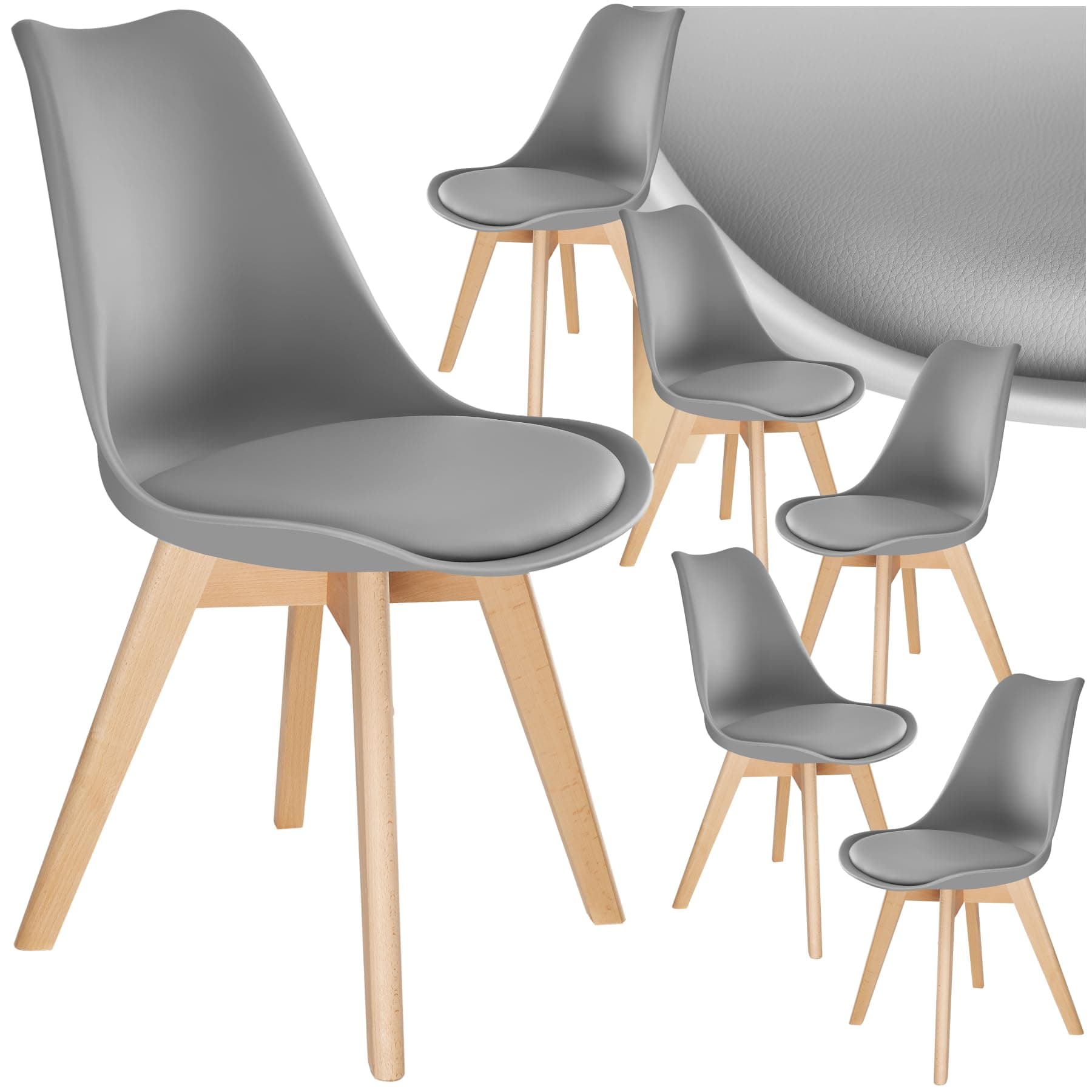 Silla de Comedor Gris con Patas de Madera Clara