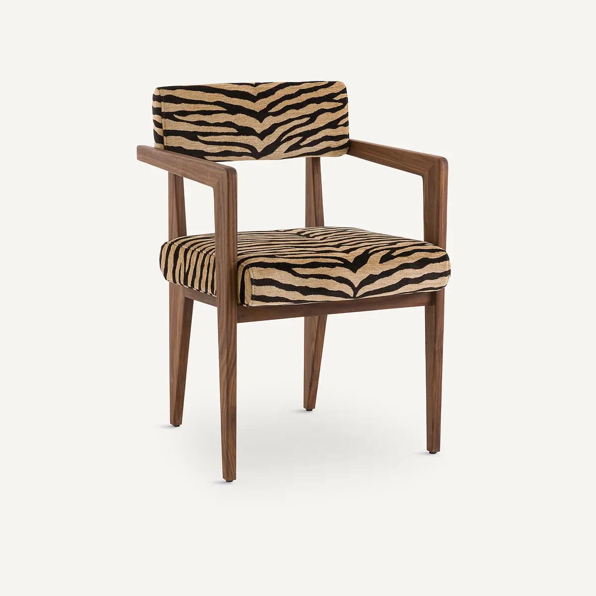 Silla de comedor de nogal y jacquard cebra Izag