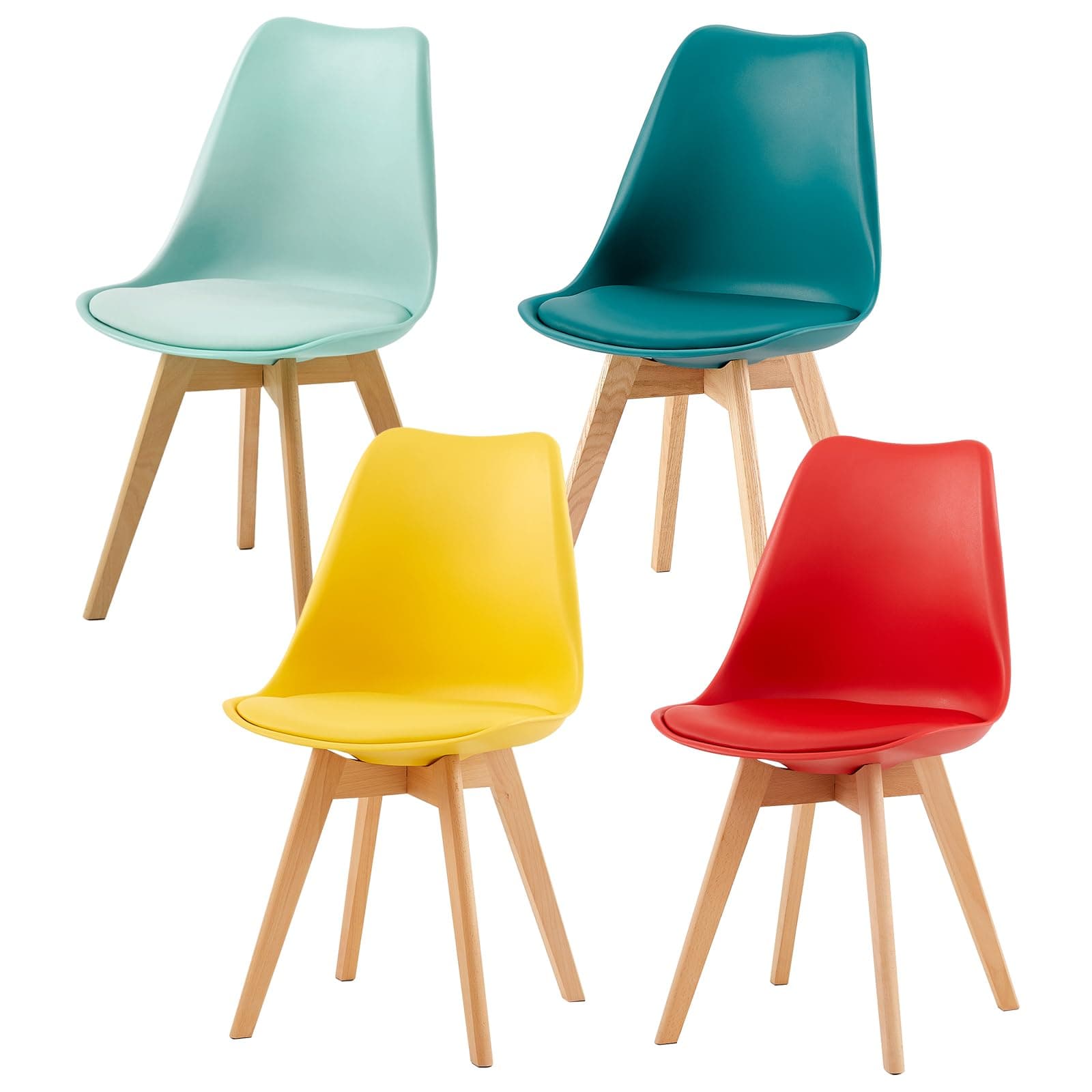 Sillas de comedor estilo Tulip con patas de madera