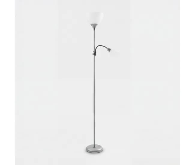 Lámpara de pie Biro con dos cúpulas blanca