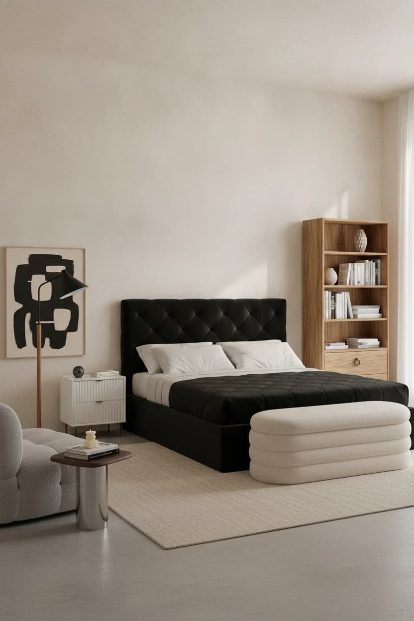 Dormitorio de Texturas Envolventes: una estancia comprable