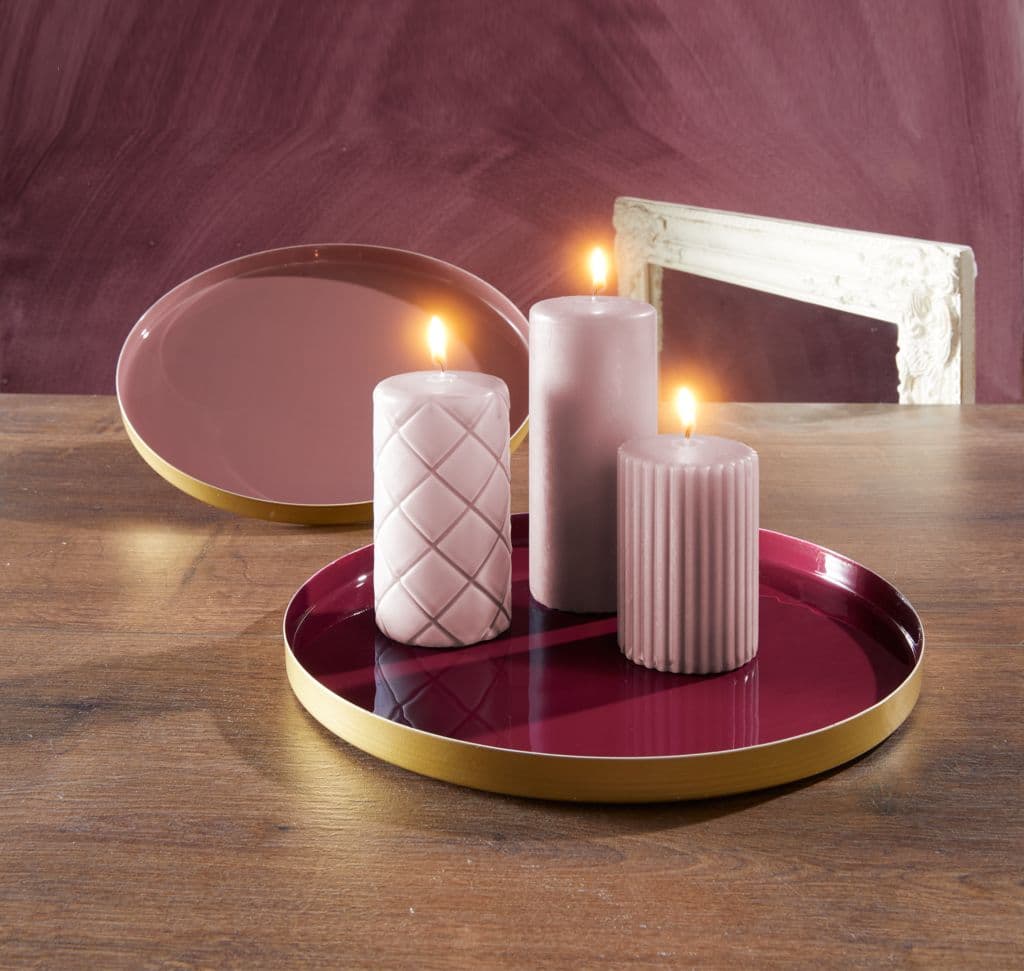 Juego de 3 velas pilar rosas ALFRED