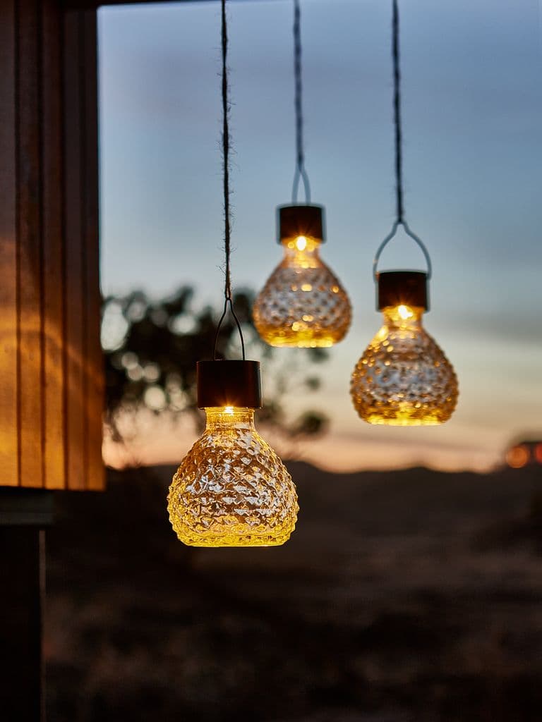 Lámpara solar colgante de cristal transparente LAPPSPURV