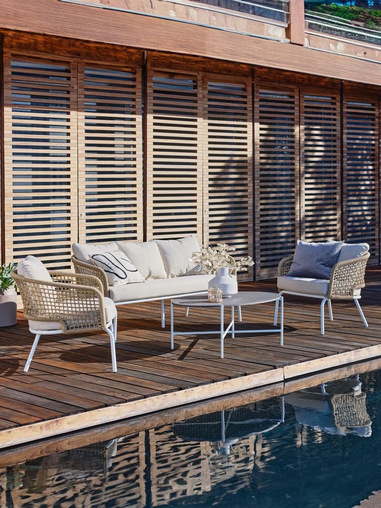 Conjunto de muebles de jardín de 5 plazas blanco