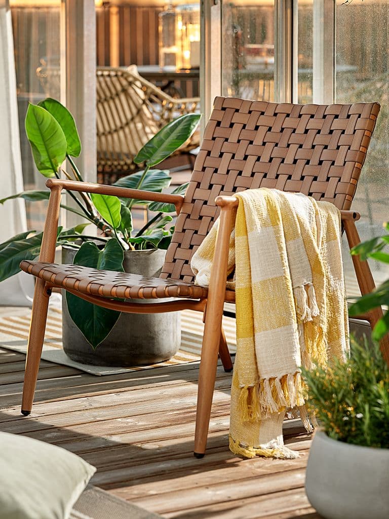 Sillón de exterior de madera trenzada EDDERUP