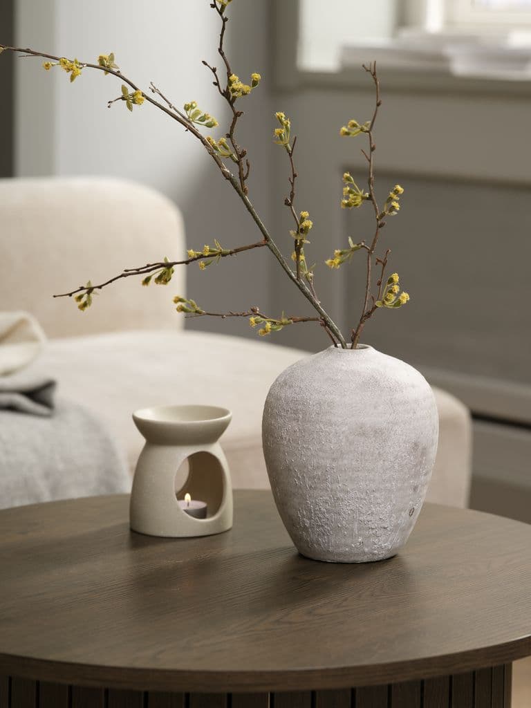 Jarrón decorativo IVAR blanco y gris