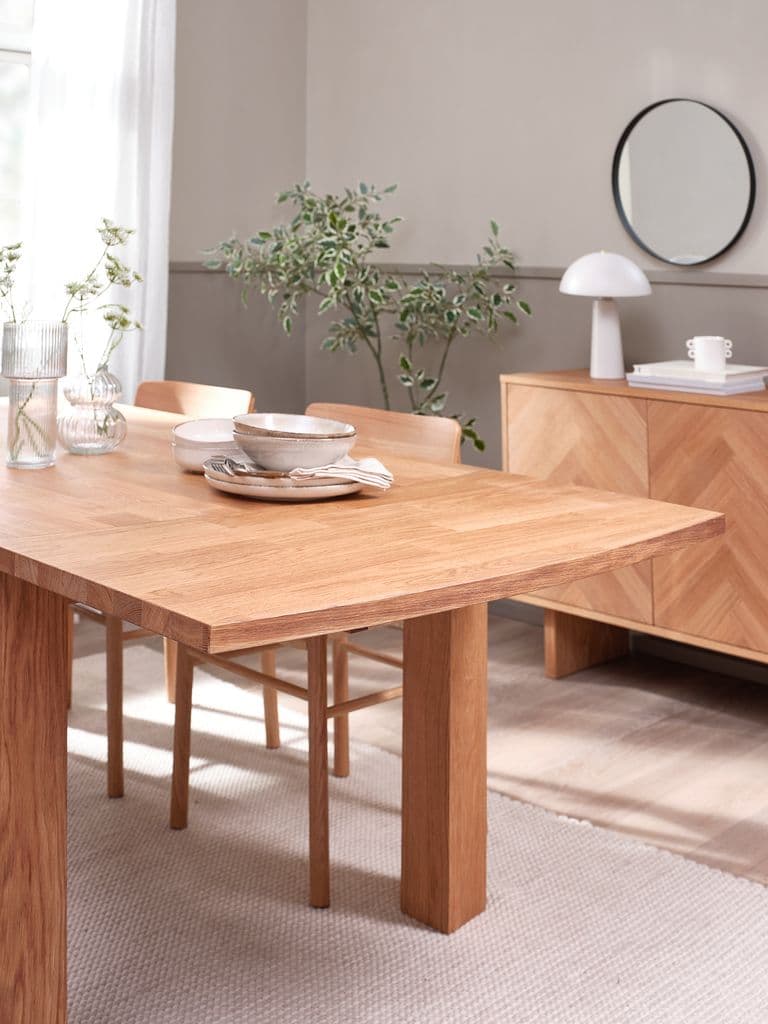 Mesa de comedor extensible roble natural 100x55