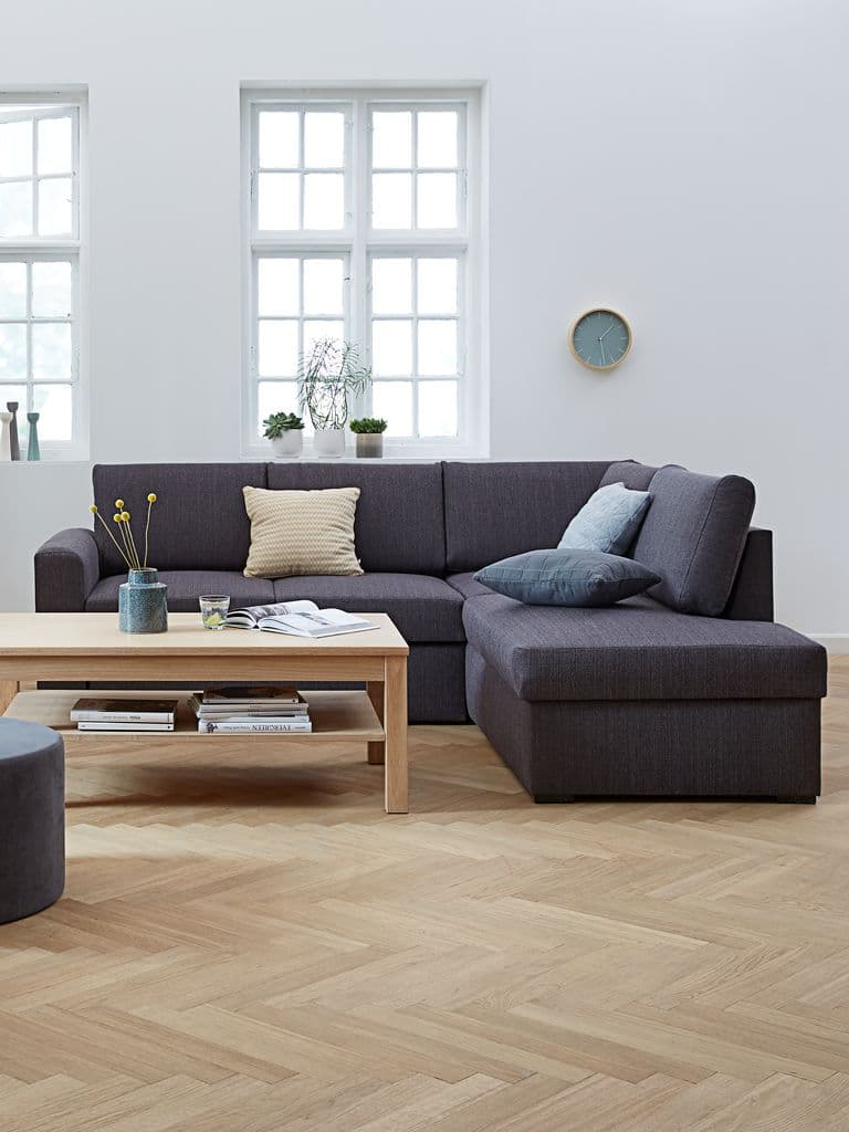 Sofá cama con chaise longue gris