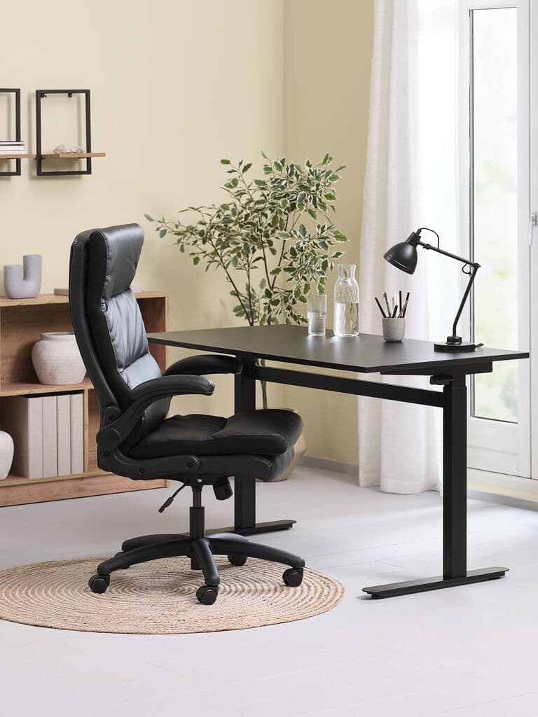 Silla de oficina KASTBJERG polipiel negro