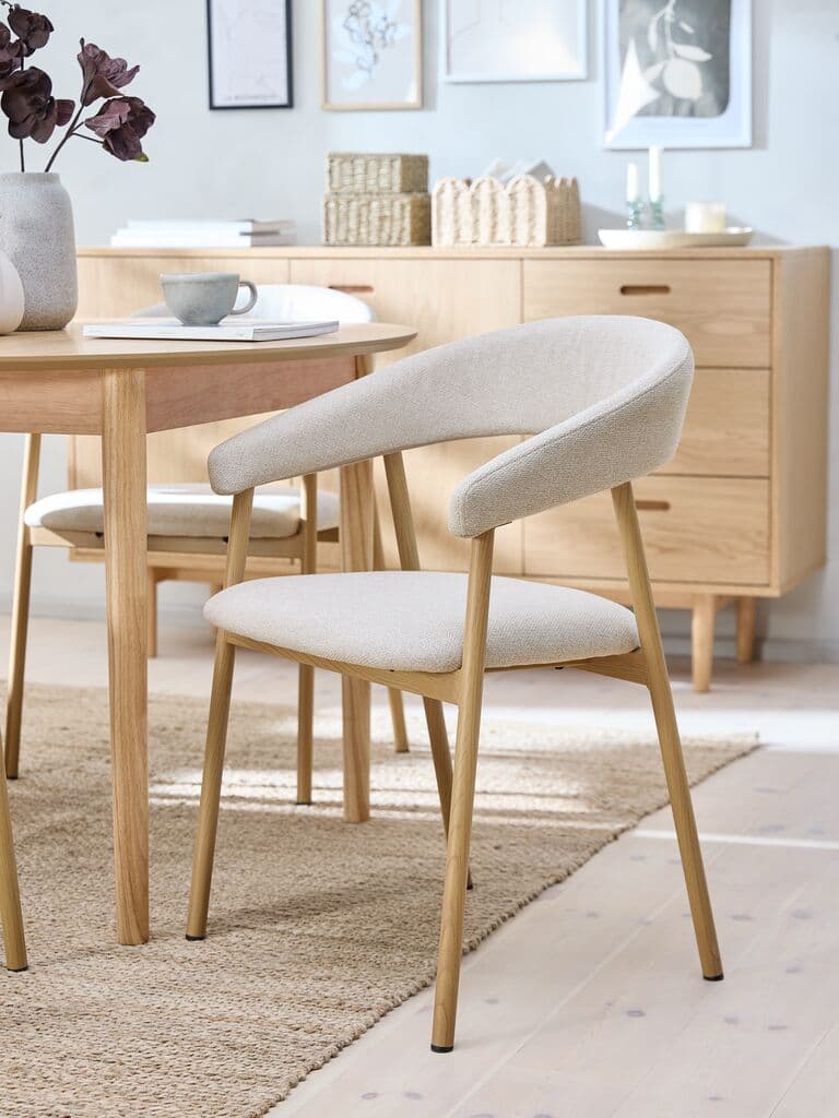 Silla de comedor EJSING beis y roble natural