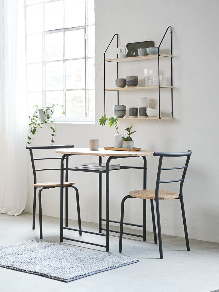 Mesa de Comedor Redonda con Sillas de Metal y Madera