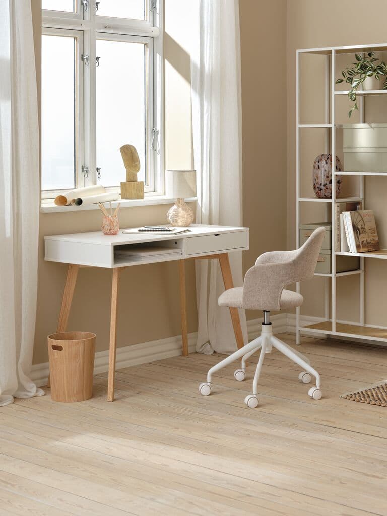 Escritorio TAMHOLT blanco y madera clara 50x100