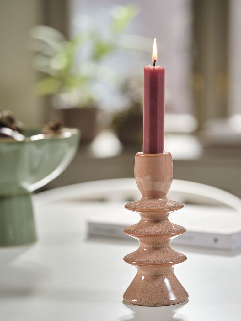 Candelabro de gres porcelánico color terracota
