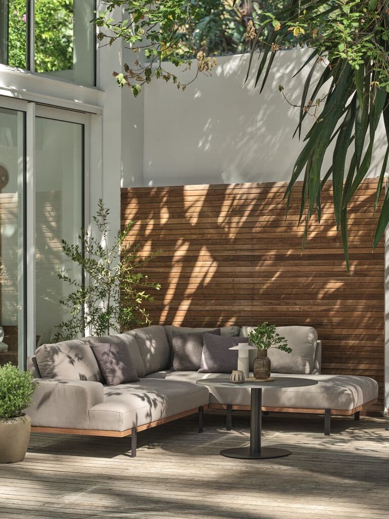 Sofá de exterior modular esquinero 5 plazas topo
