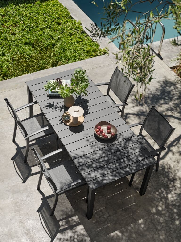 Mesa de jardín extensible gris MOSS