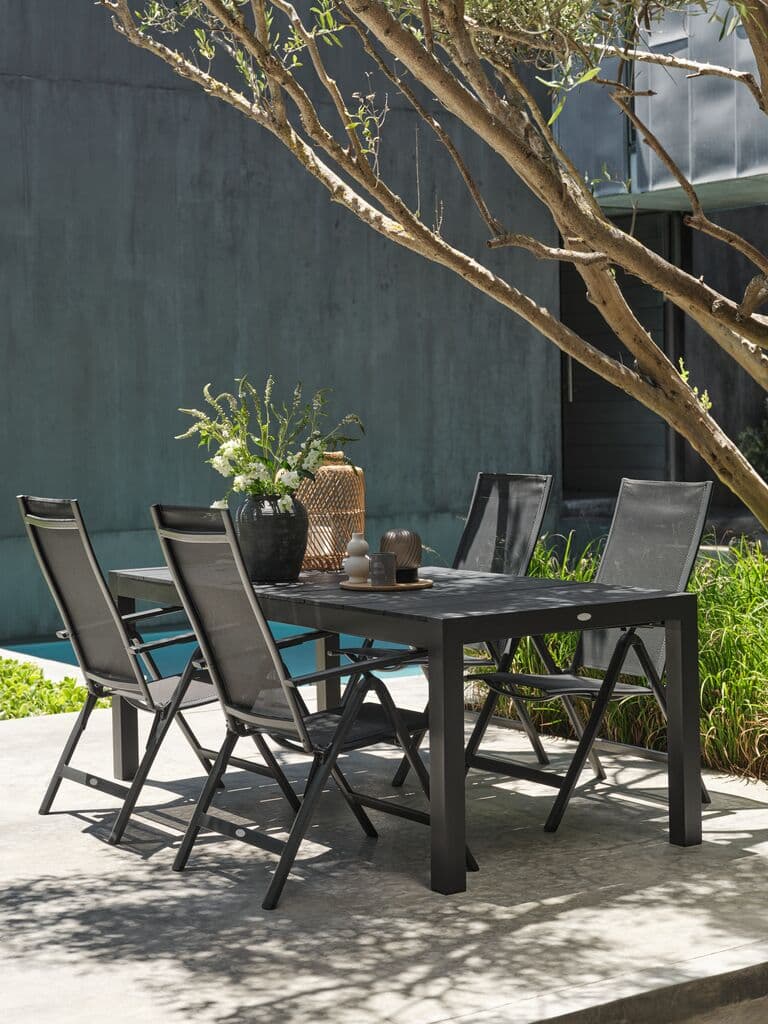 Mesa de jardín extensible negra TYDAL