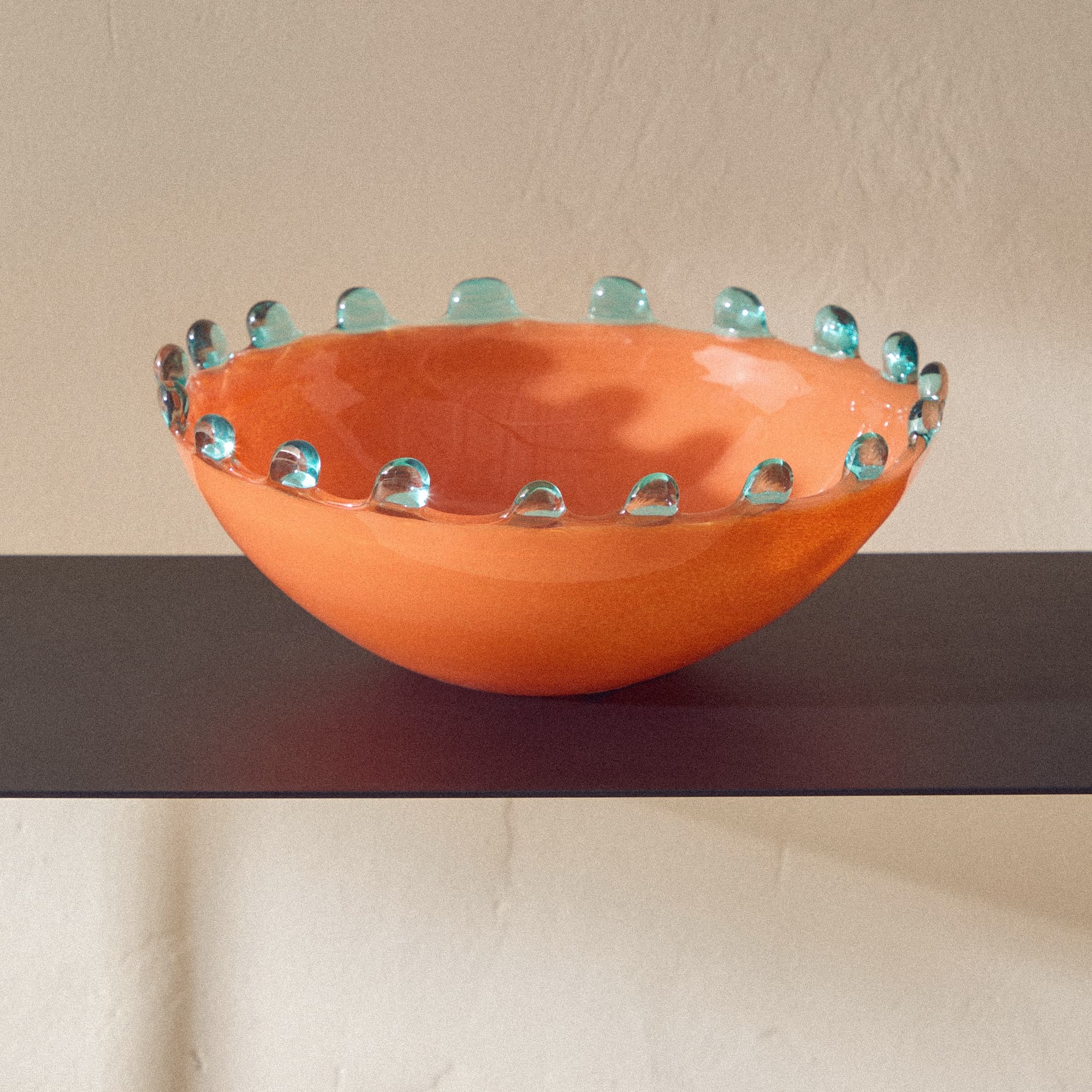 Centro de mesa de vidrio naranja y turquesa Uganda