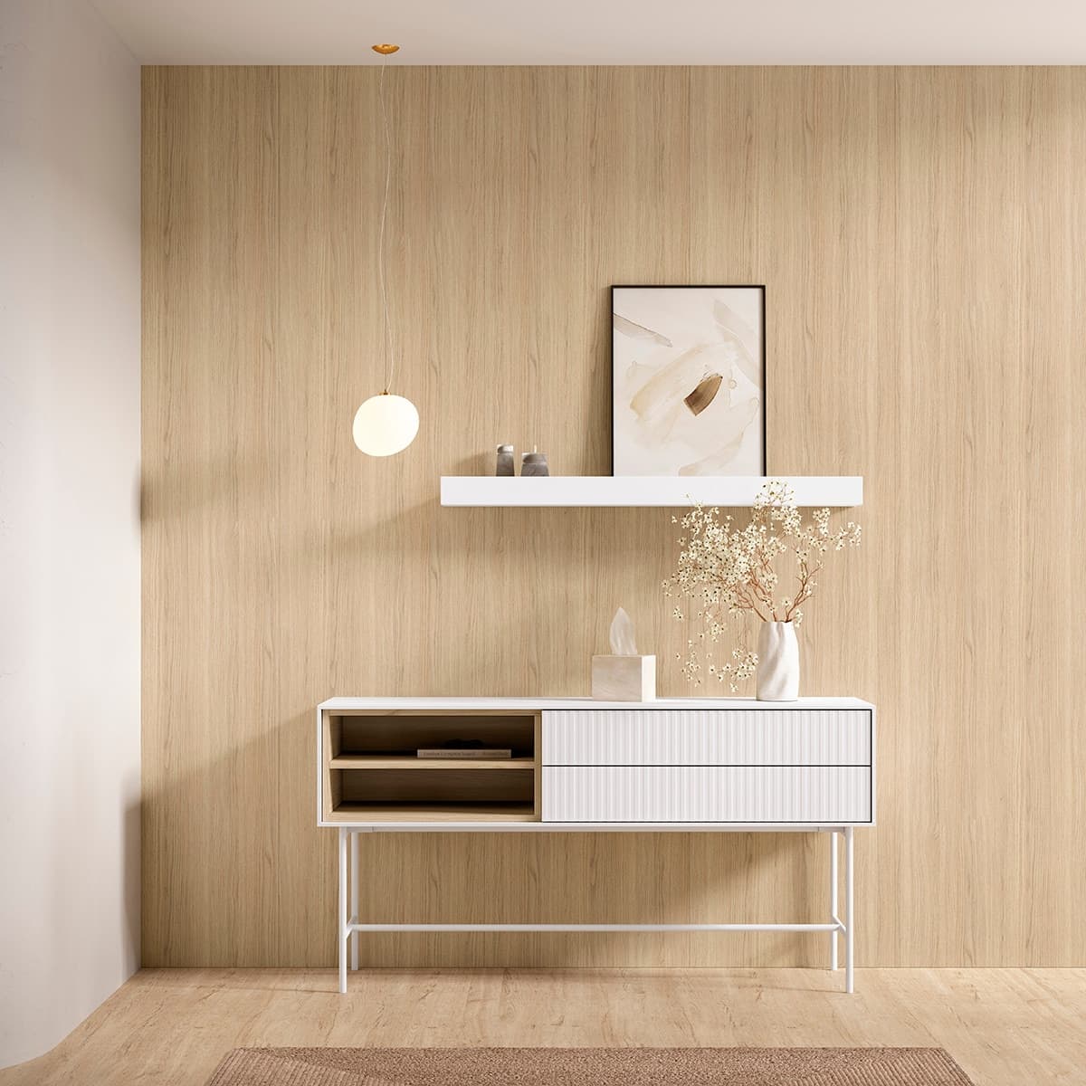 Aparador rectangular blanco Evolution 2.0 con nichos