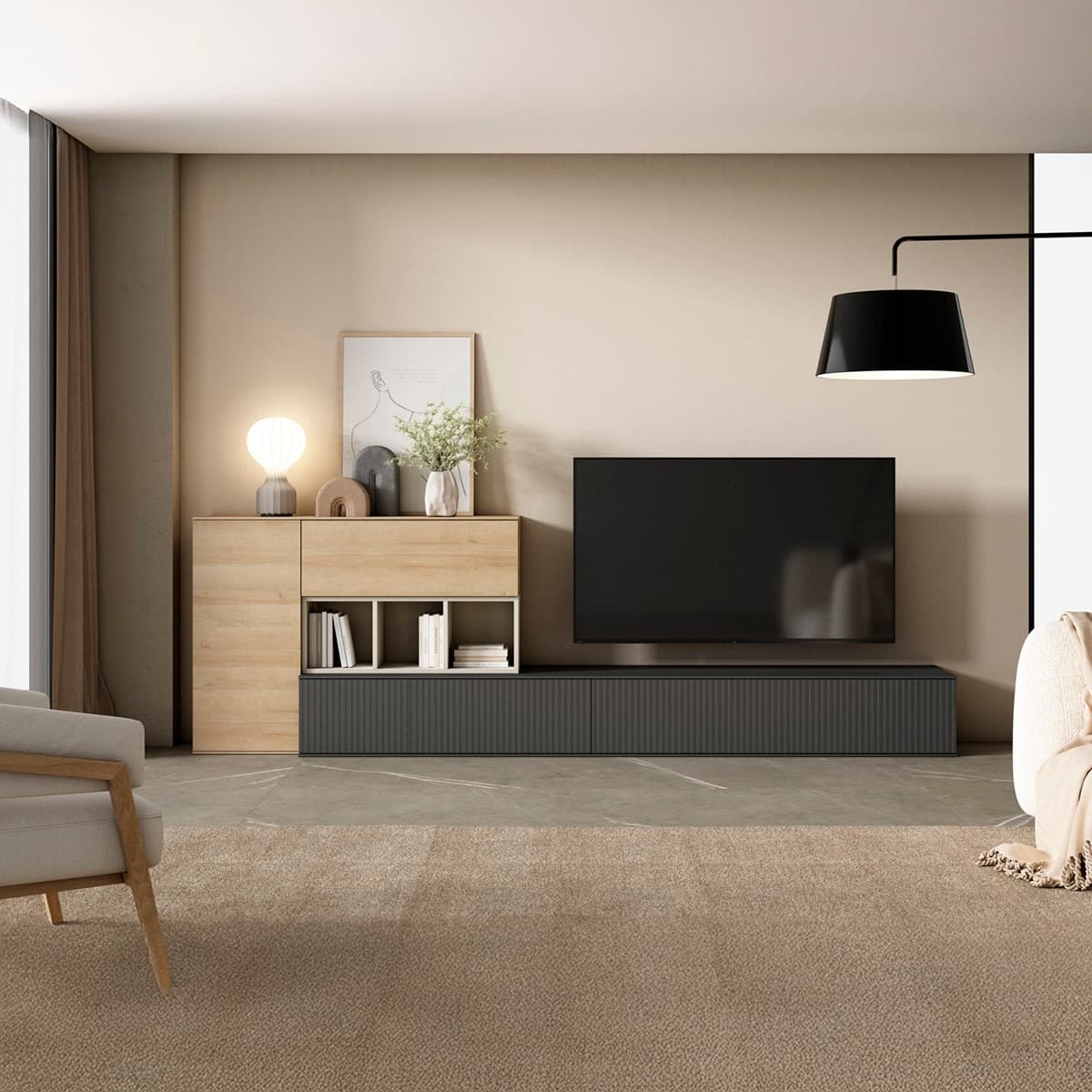 Mueble de salón modular Evolution 2.0 con puertas y nichos