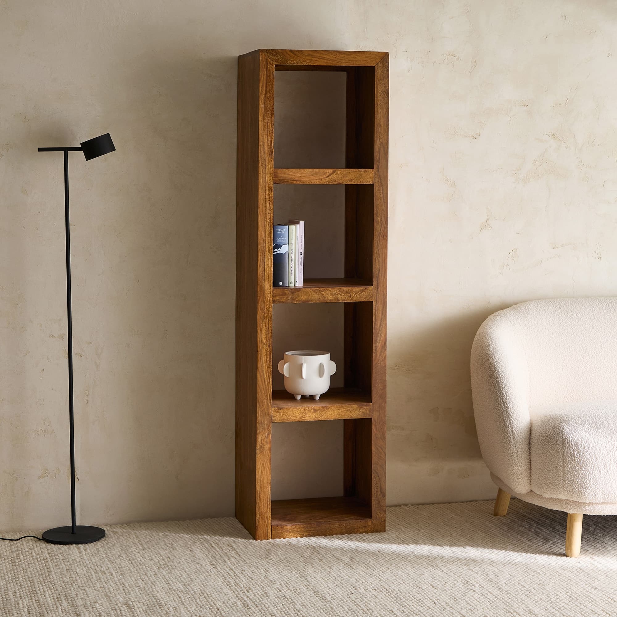 Estantería de madera de palisandro Bombay 4 estantes