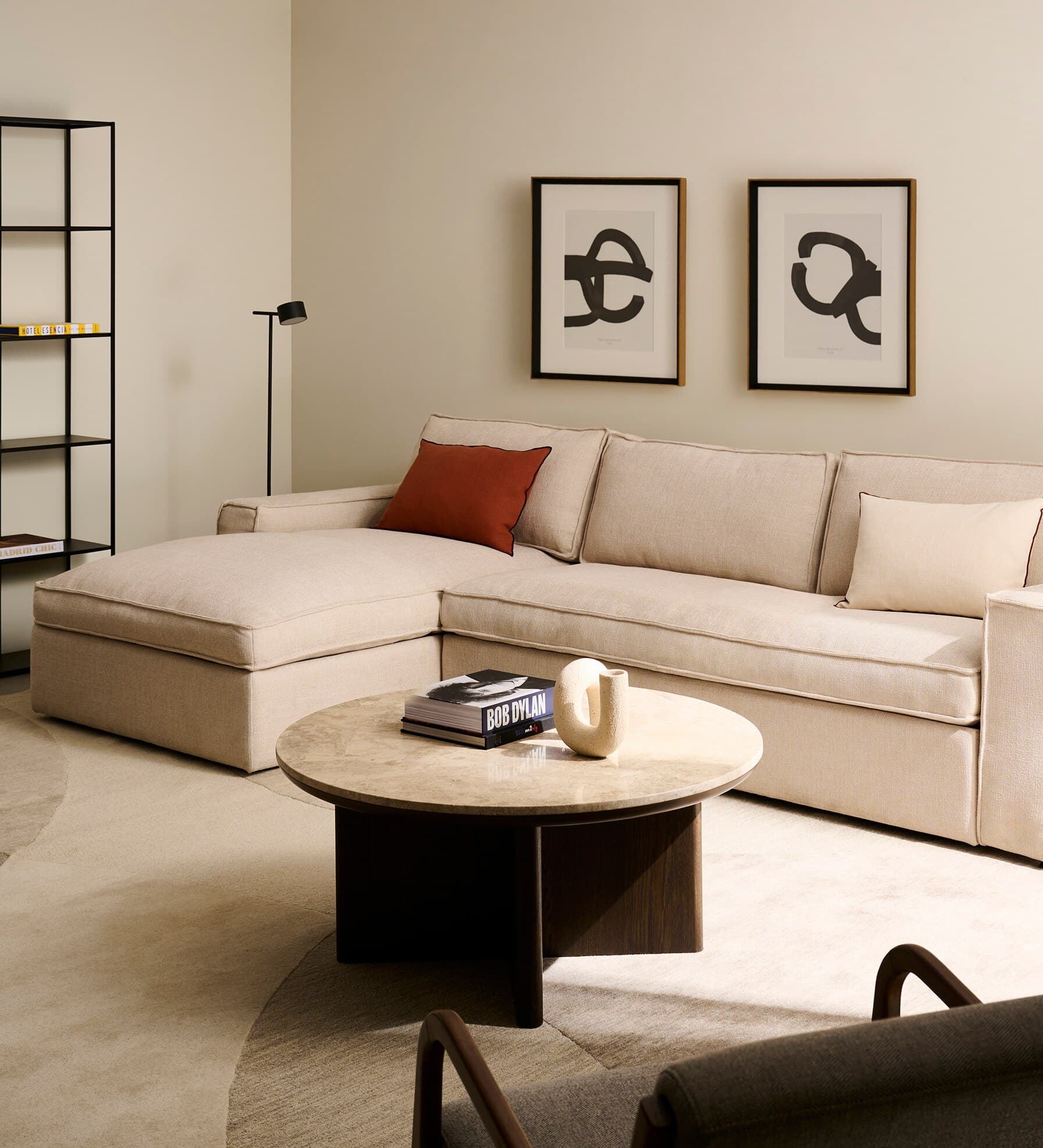 Sofá con chaiselongue Alice 5 plazas beige