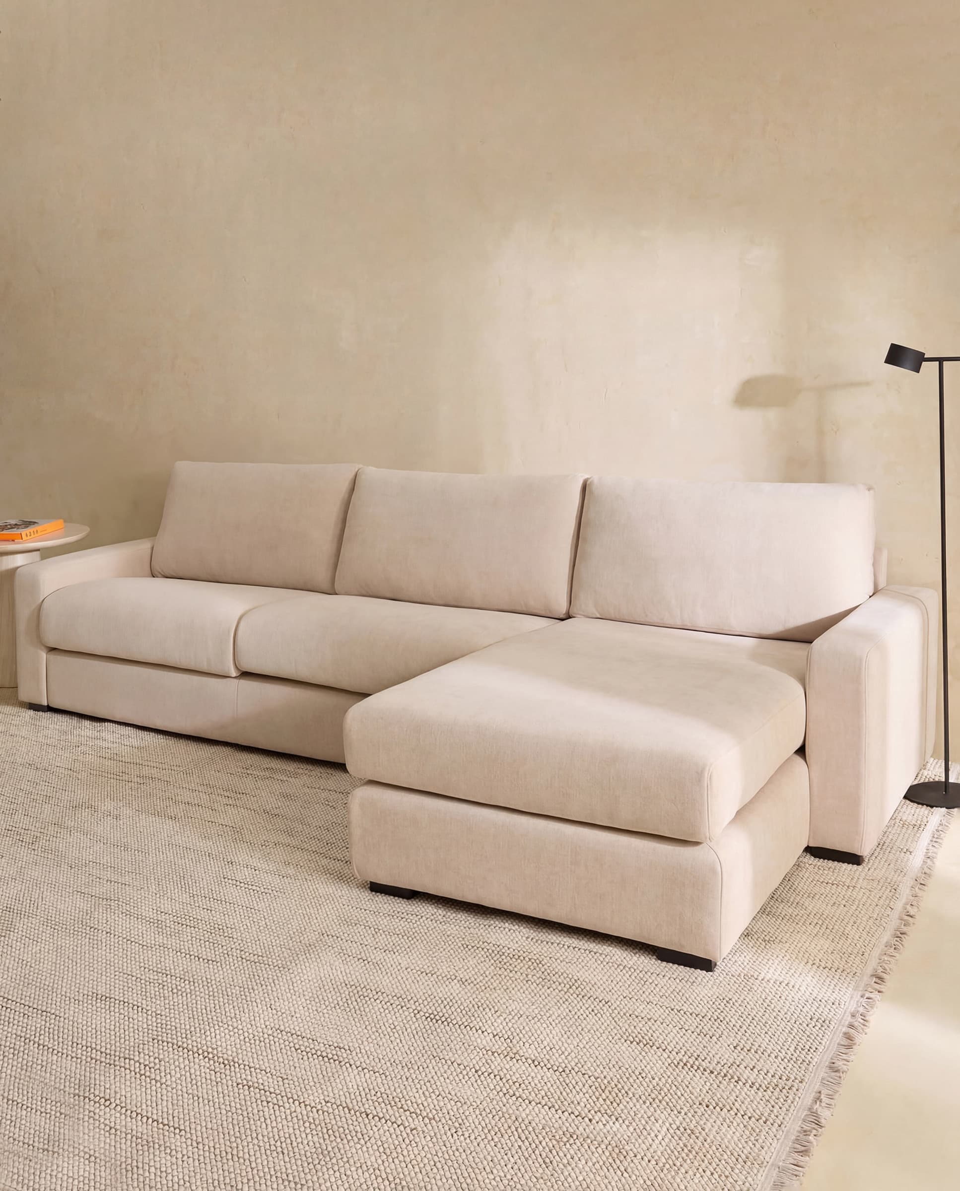 Sofá chaise longue 5 plazas Verona beige