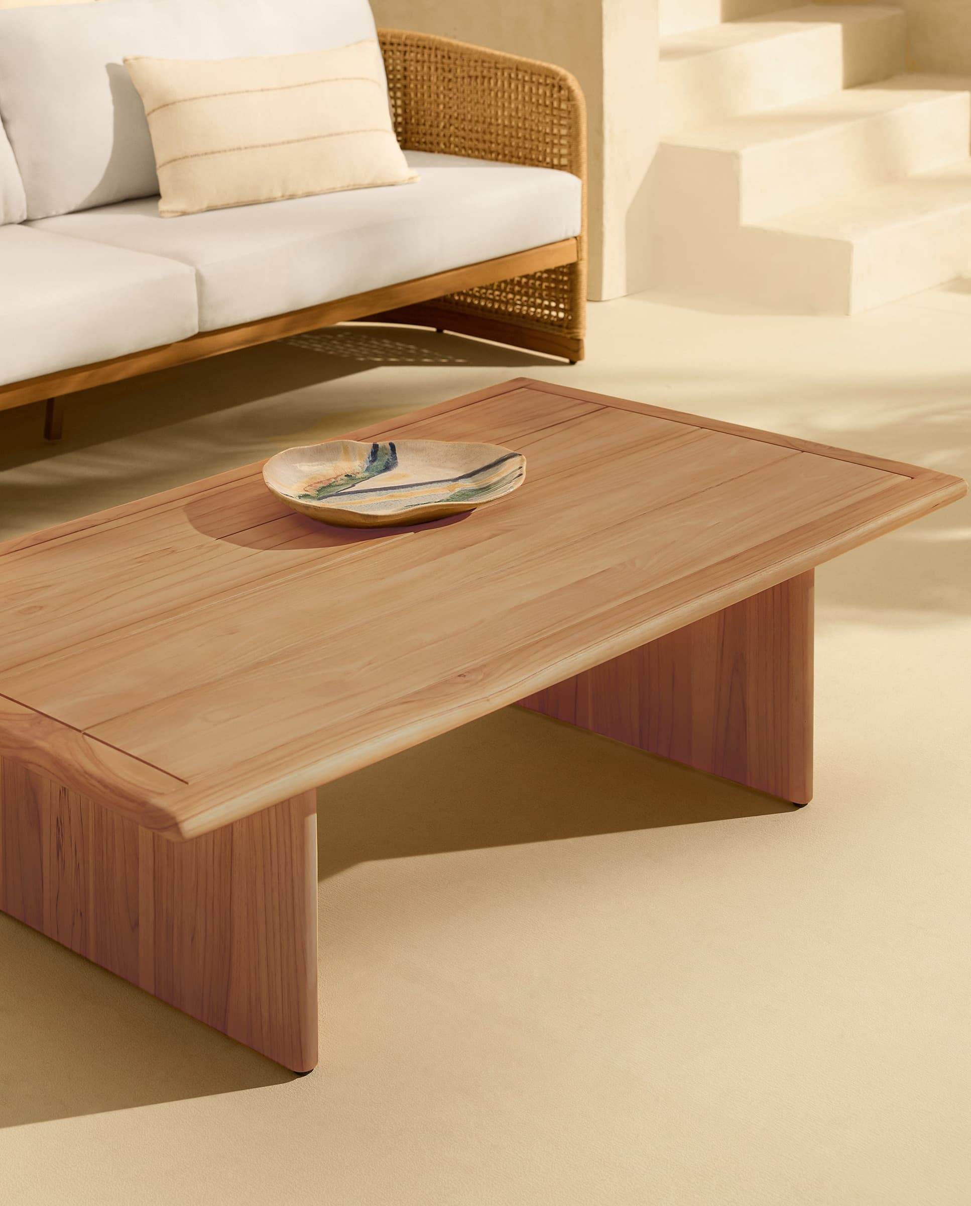 Mesa de centro de jardín de madera de teca Málaga