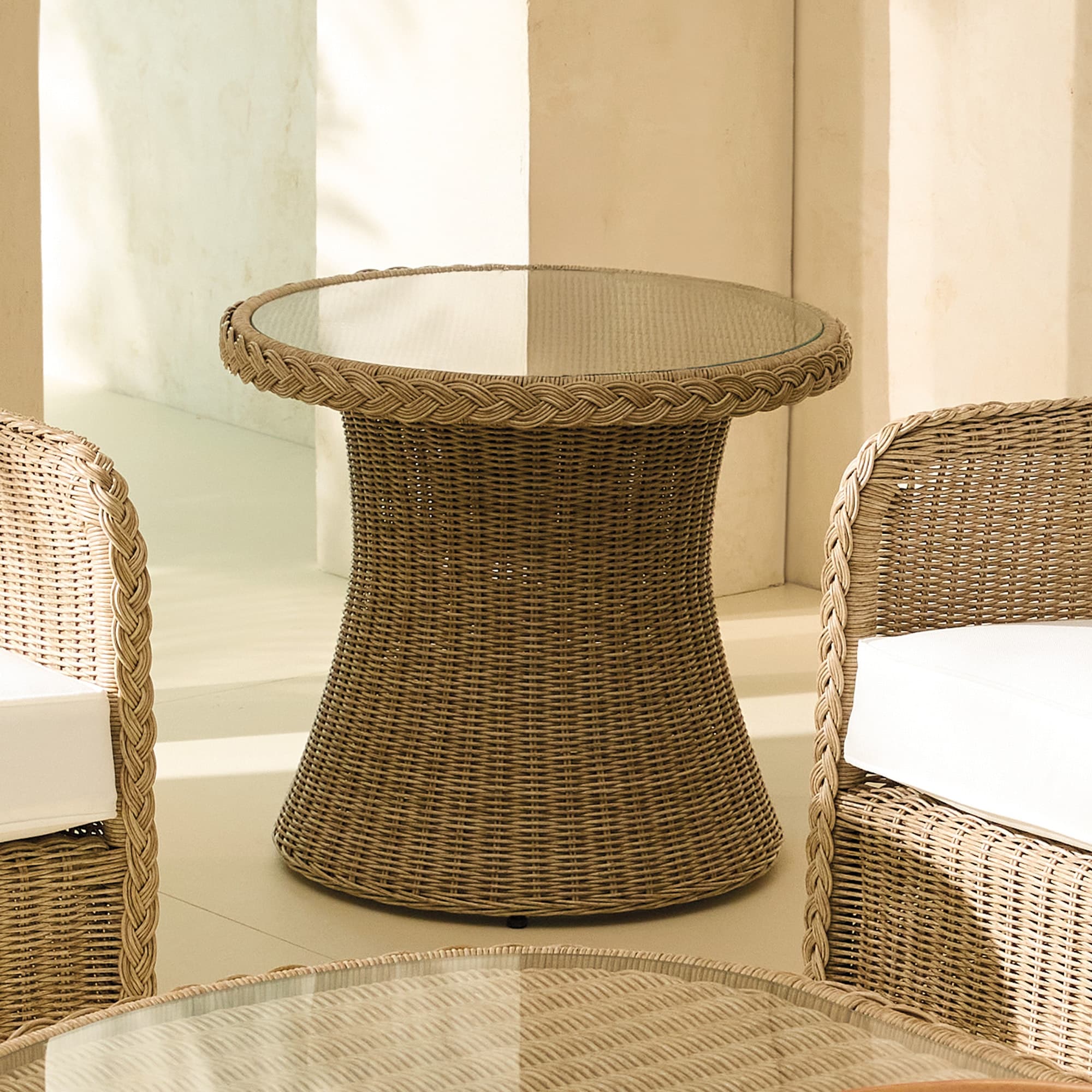 Mesa auxiliar de jardín Mallorca de ratán