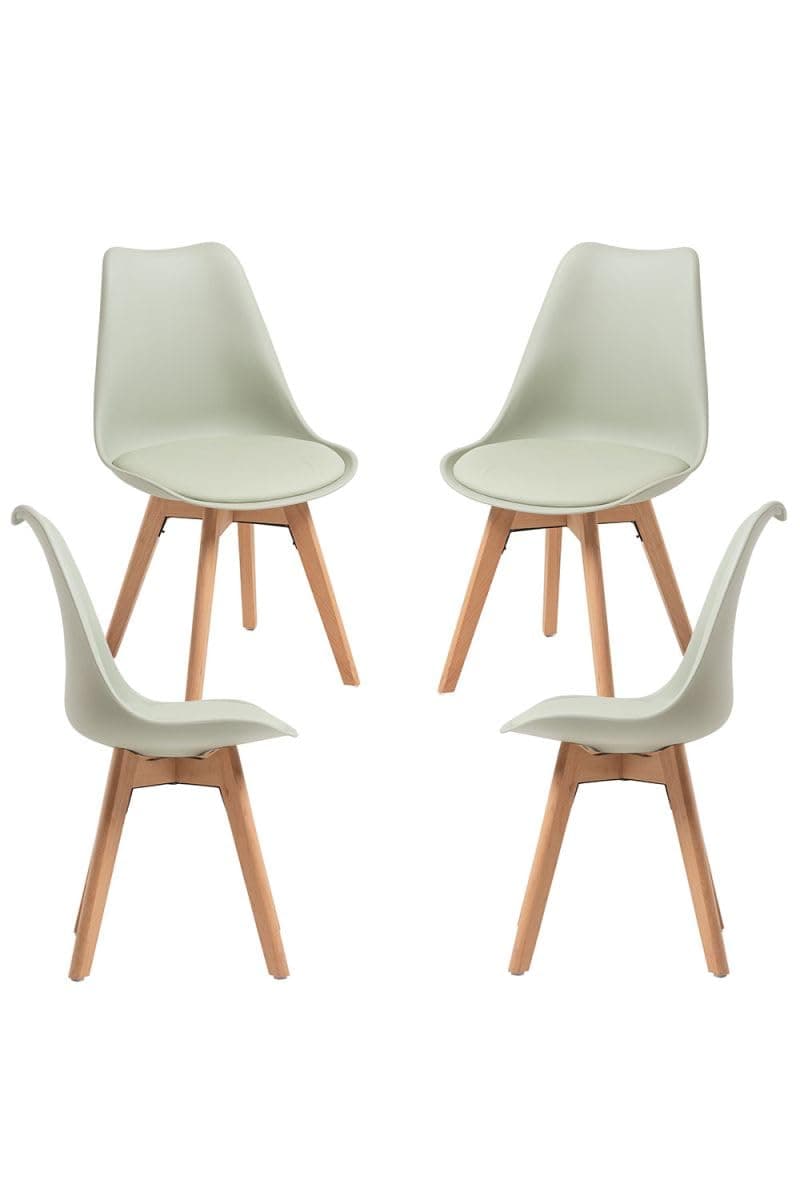 Juego de 4 Sillas de Comedor Estilo Nórdico Verde Salvia