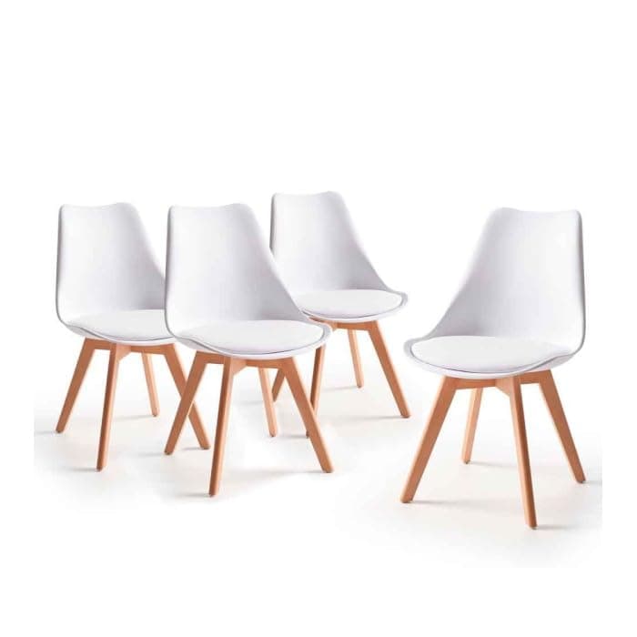 Silla de comedor blanca con patas de madera clara