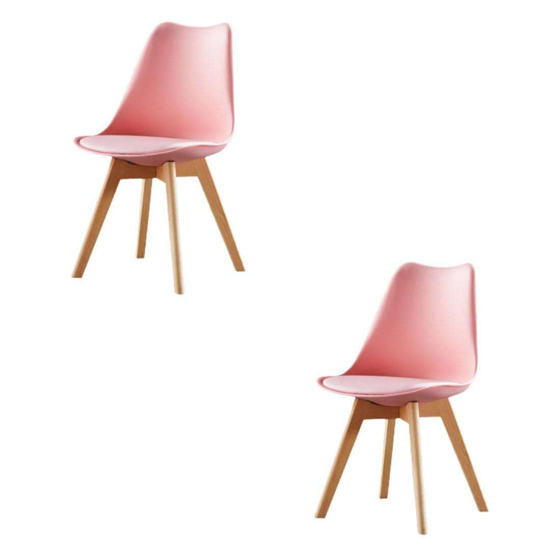 Silla de Comedor Rosa con Patas de Madera Clara