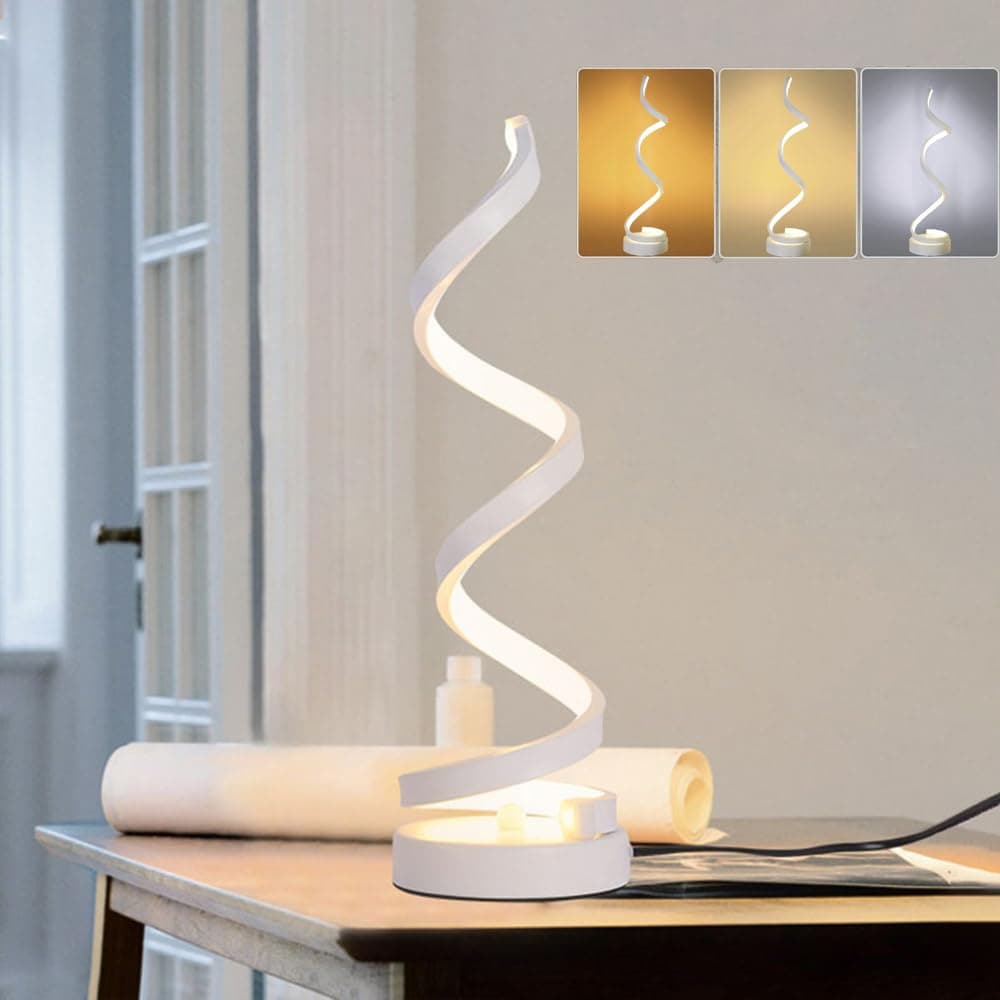 Lámpara de mesa LED espiral blanca moderna