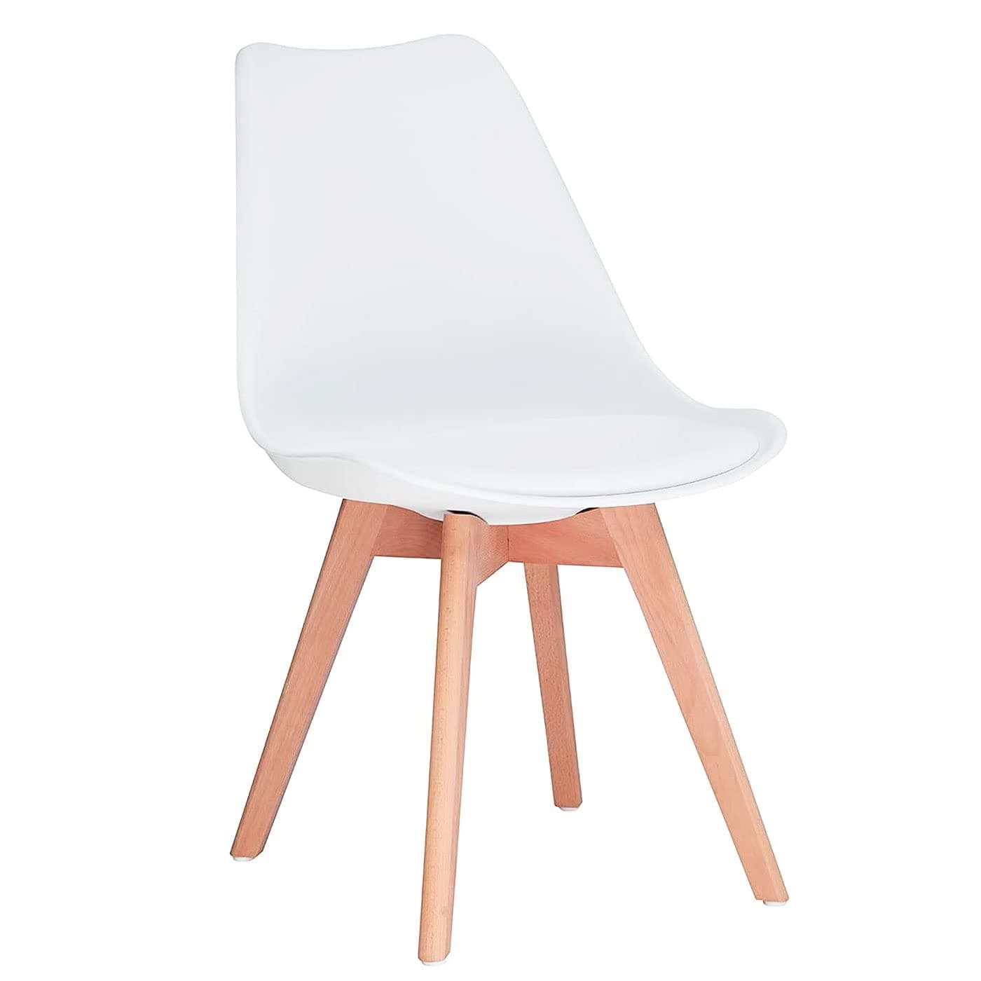 Silla de comedor blanca con patas de madera clara