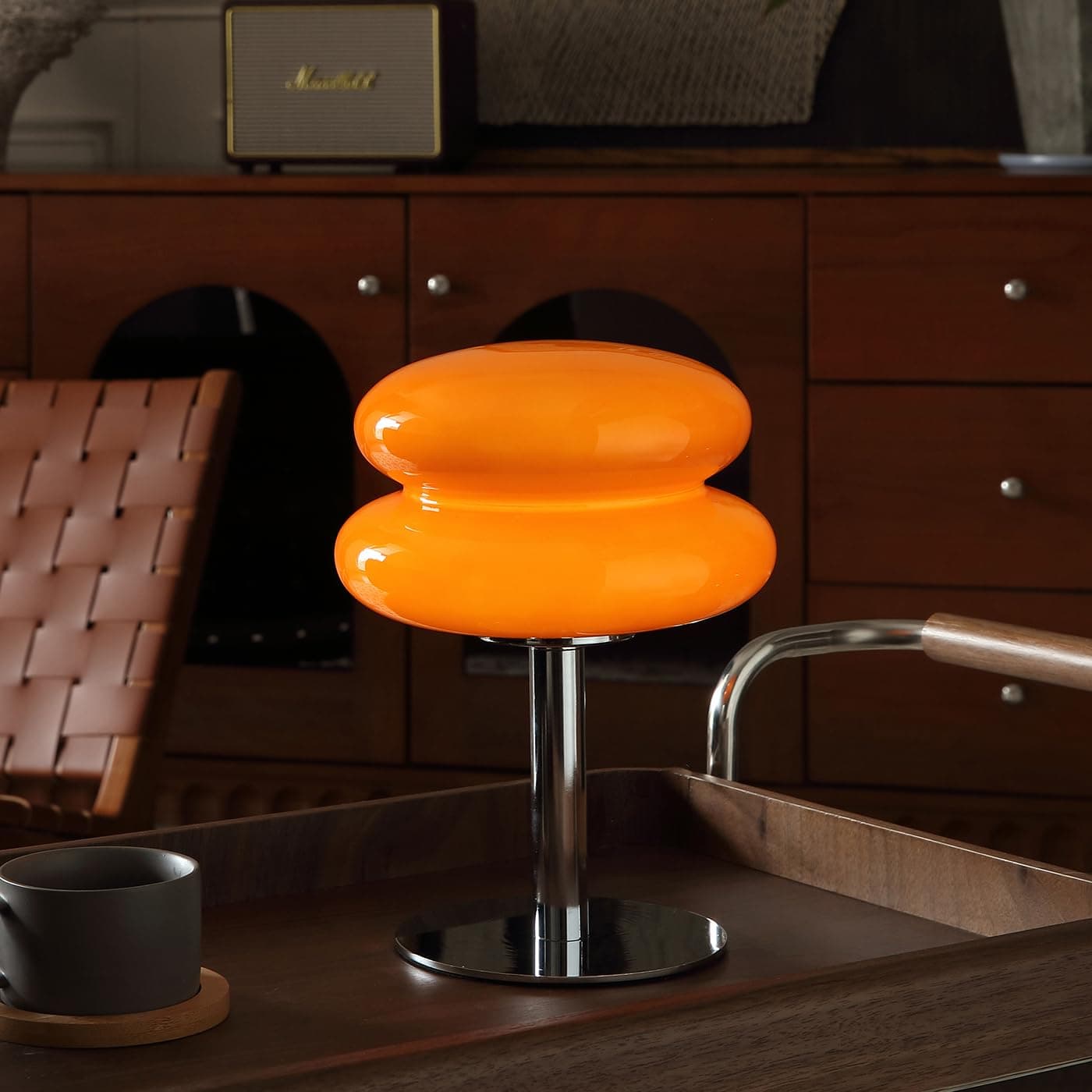 Lámpara de mesa de cristal naranja estilo moderno