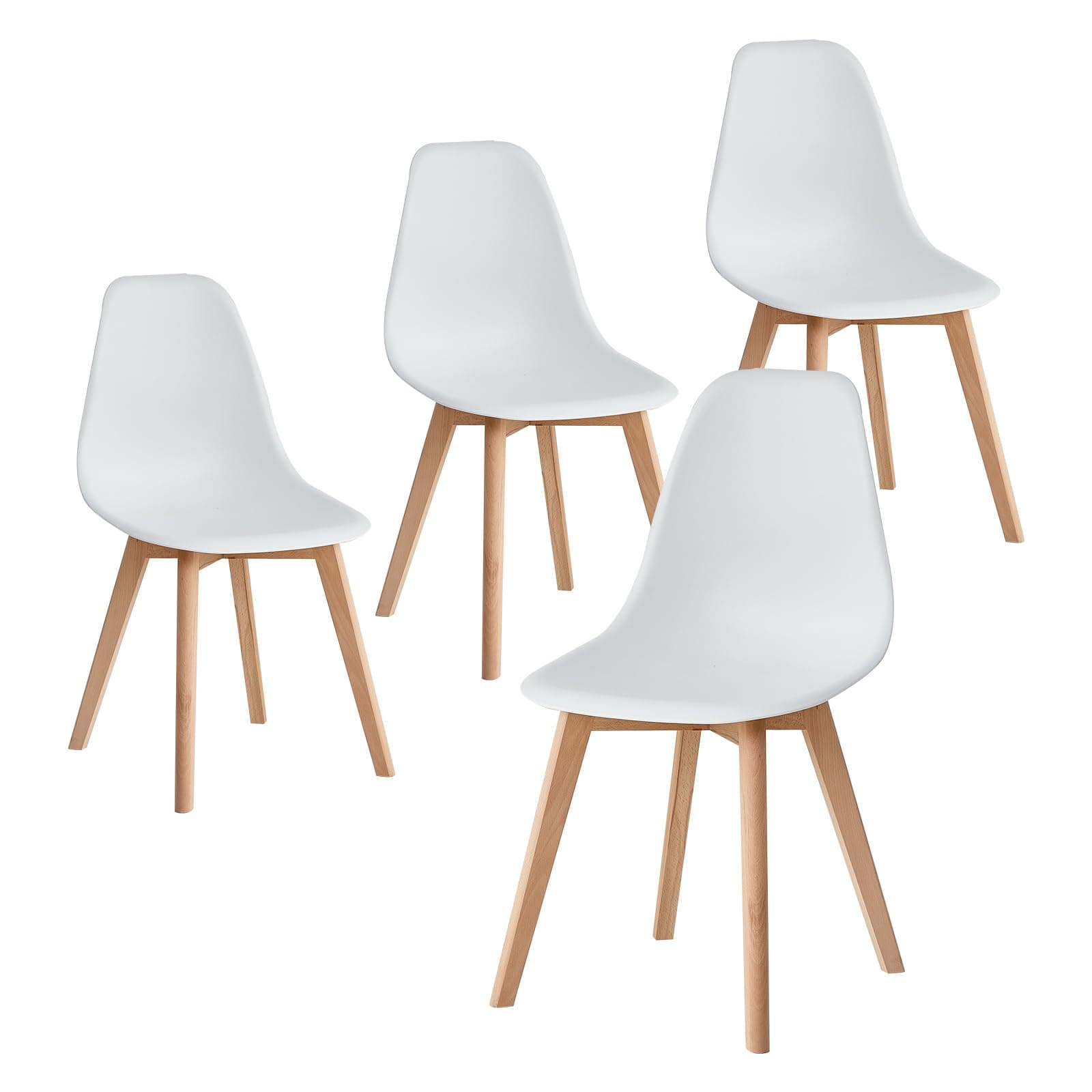 Silla de comedor estilo nórdico blanca con patas de madera clara