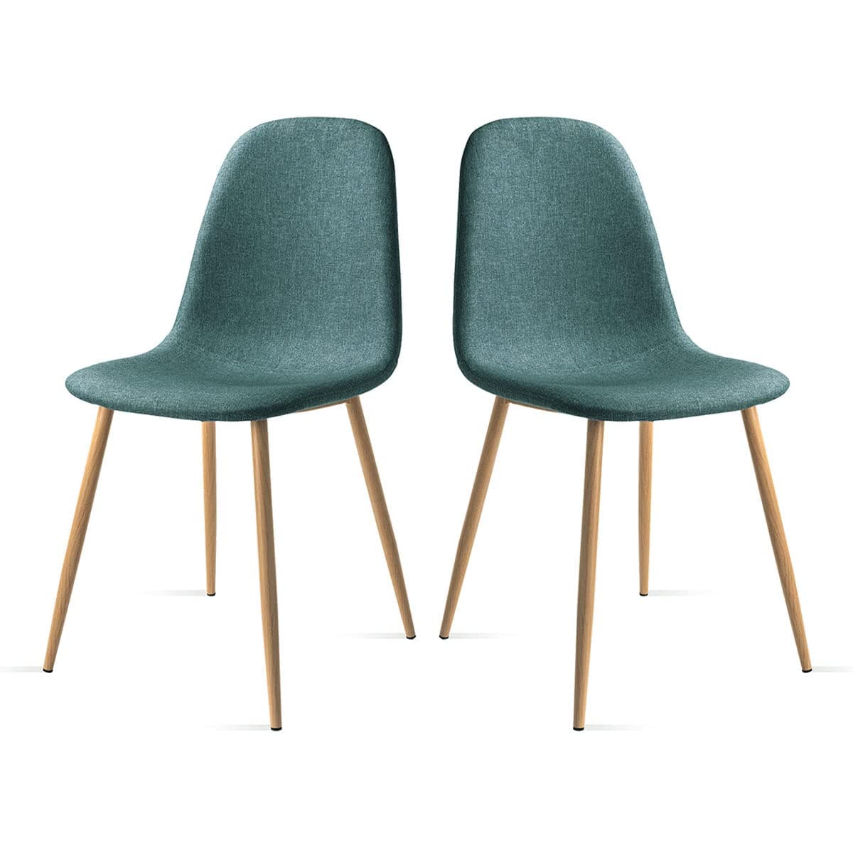 Silla de Comedor Tapizada Azul Turquesa con Patas de Madera