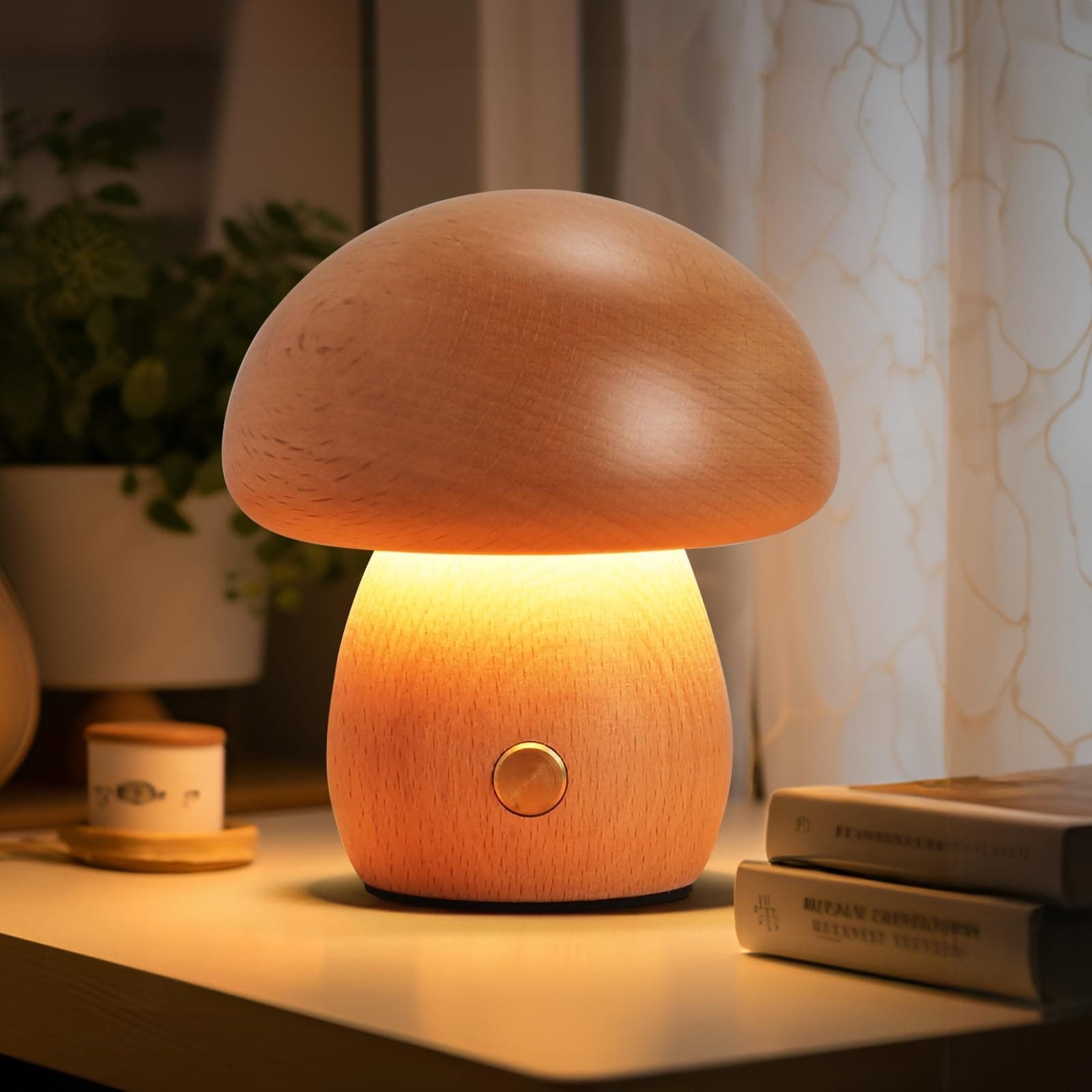 lámpara mesa madera, lámpara seta nórdica
