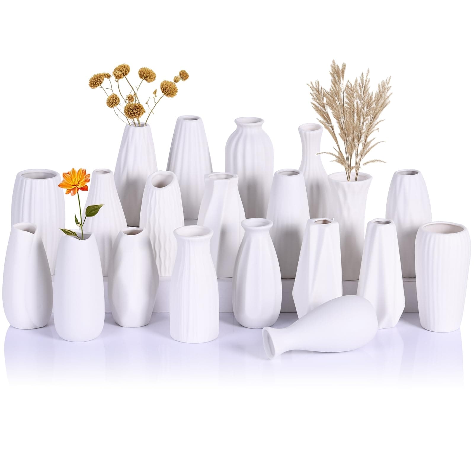 Jarrón decorativo de cerámica blanca