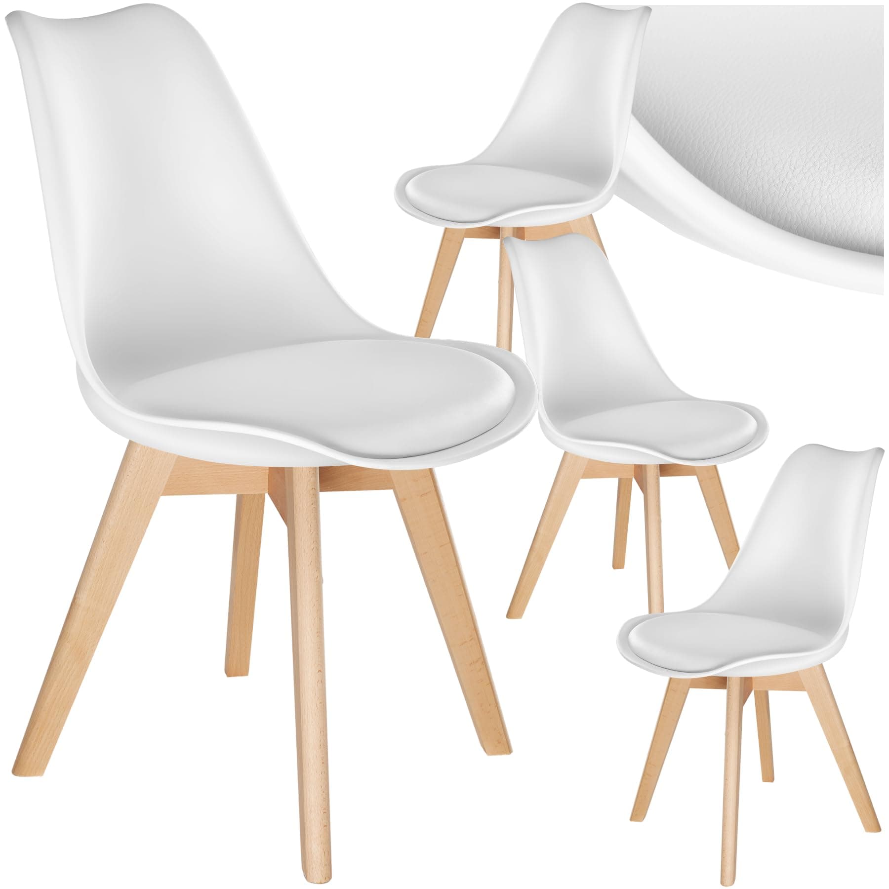 Silla de Comedor Blanca con Patas de Madera Clara