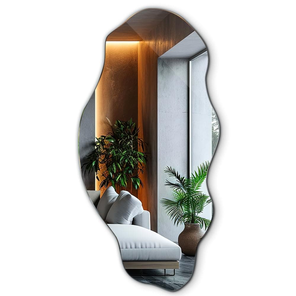 Espejo irregular de pared con borde biselado