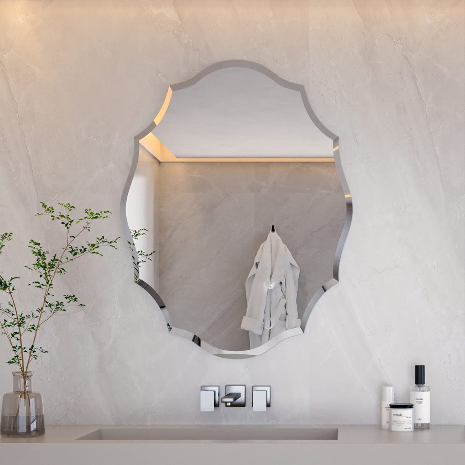 Espejo de pared decorativo con forma de flor