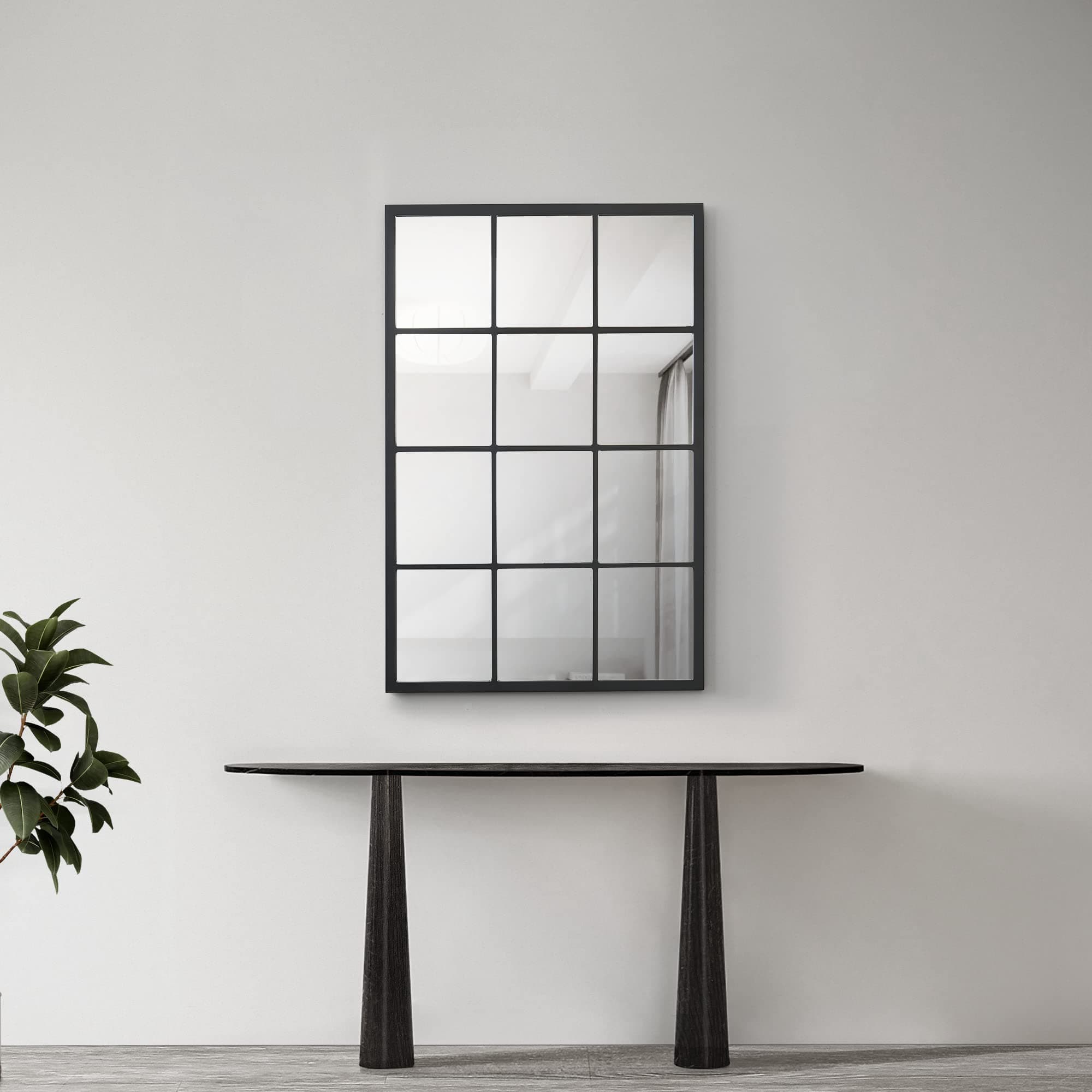 Espejo de pared rectangular con marco negro