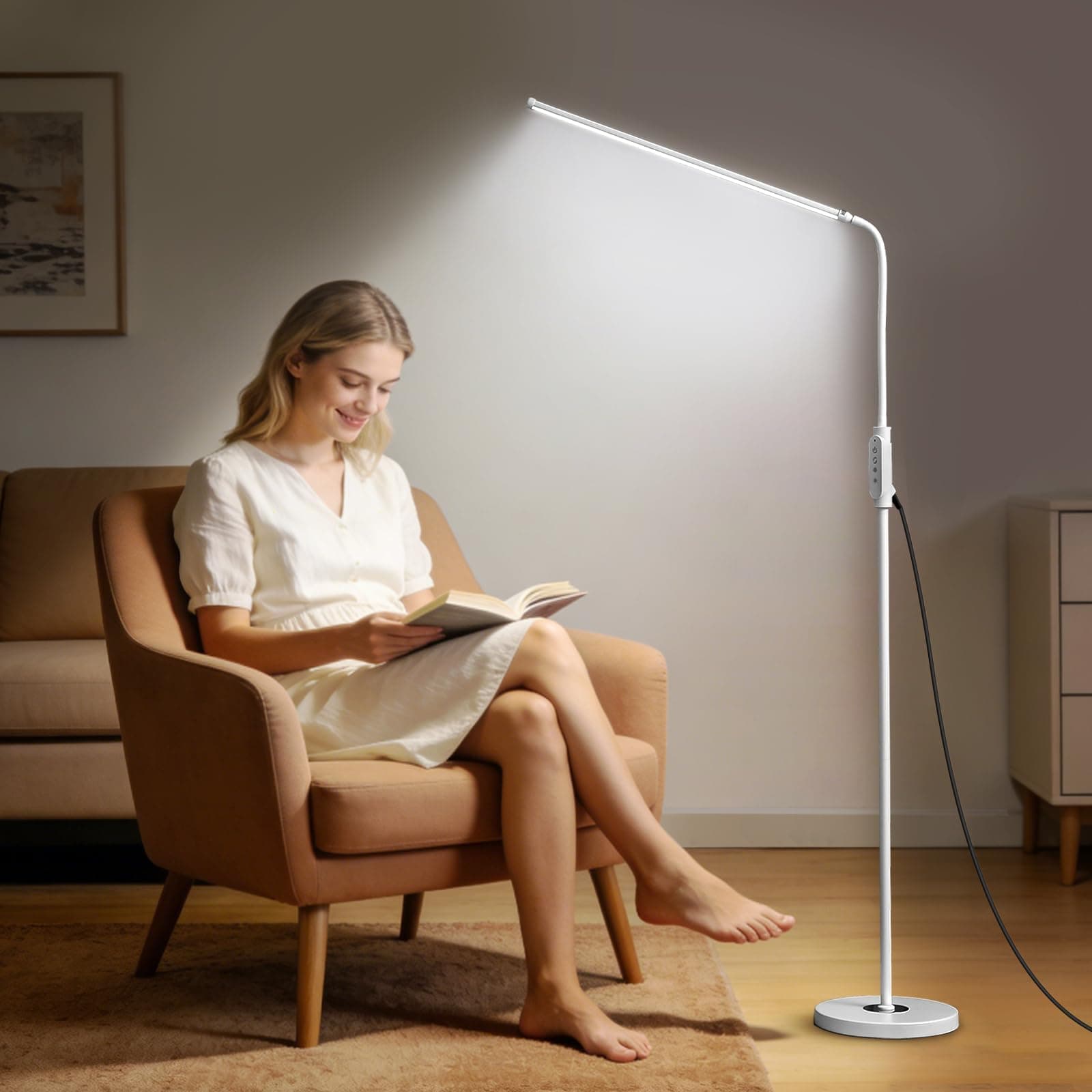 Lámpara de pie LED blanca moderna