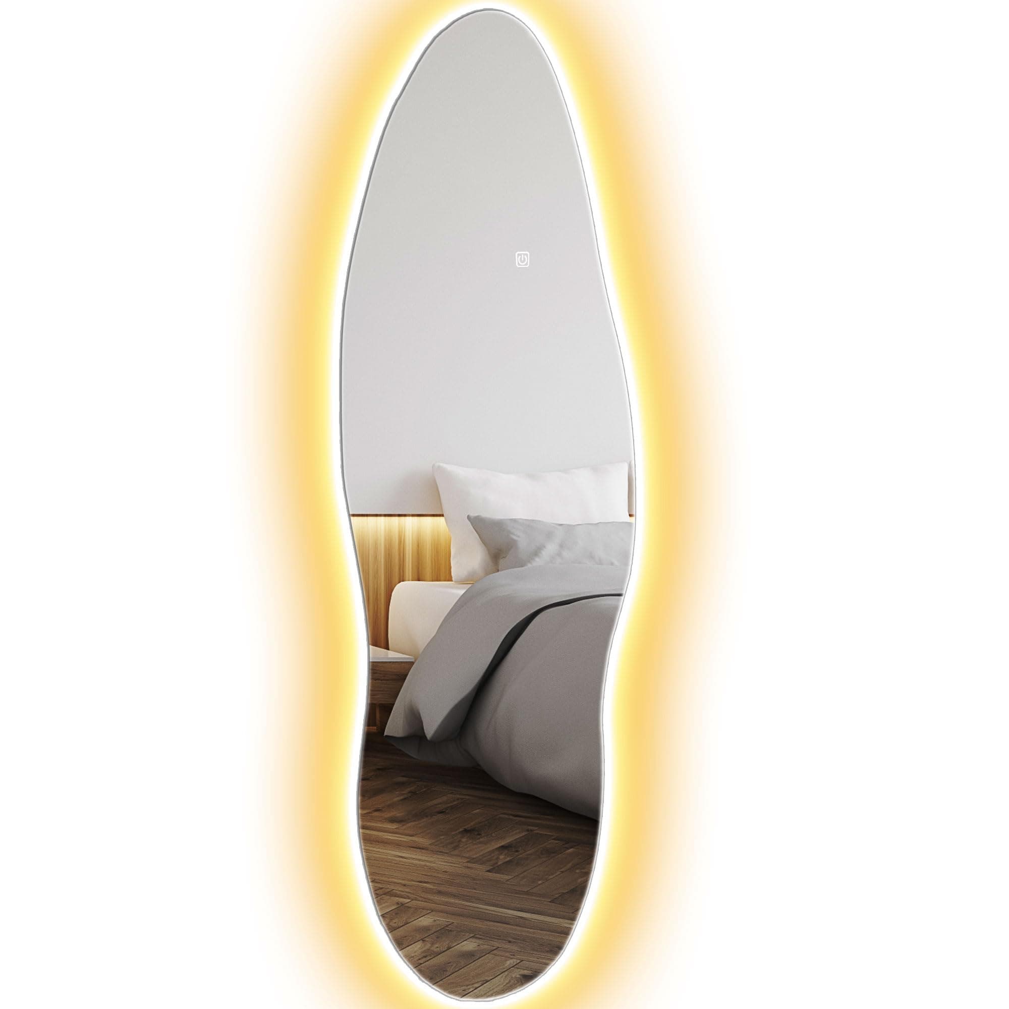 Espejo de pie con luz LED y forma orgánica