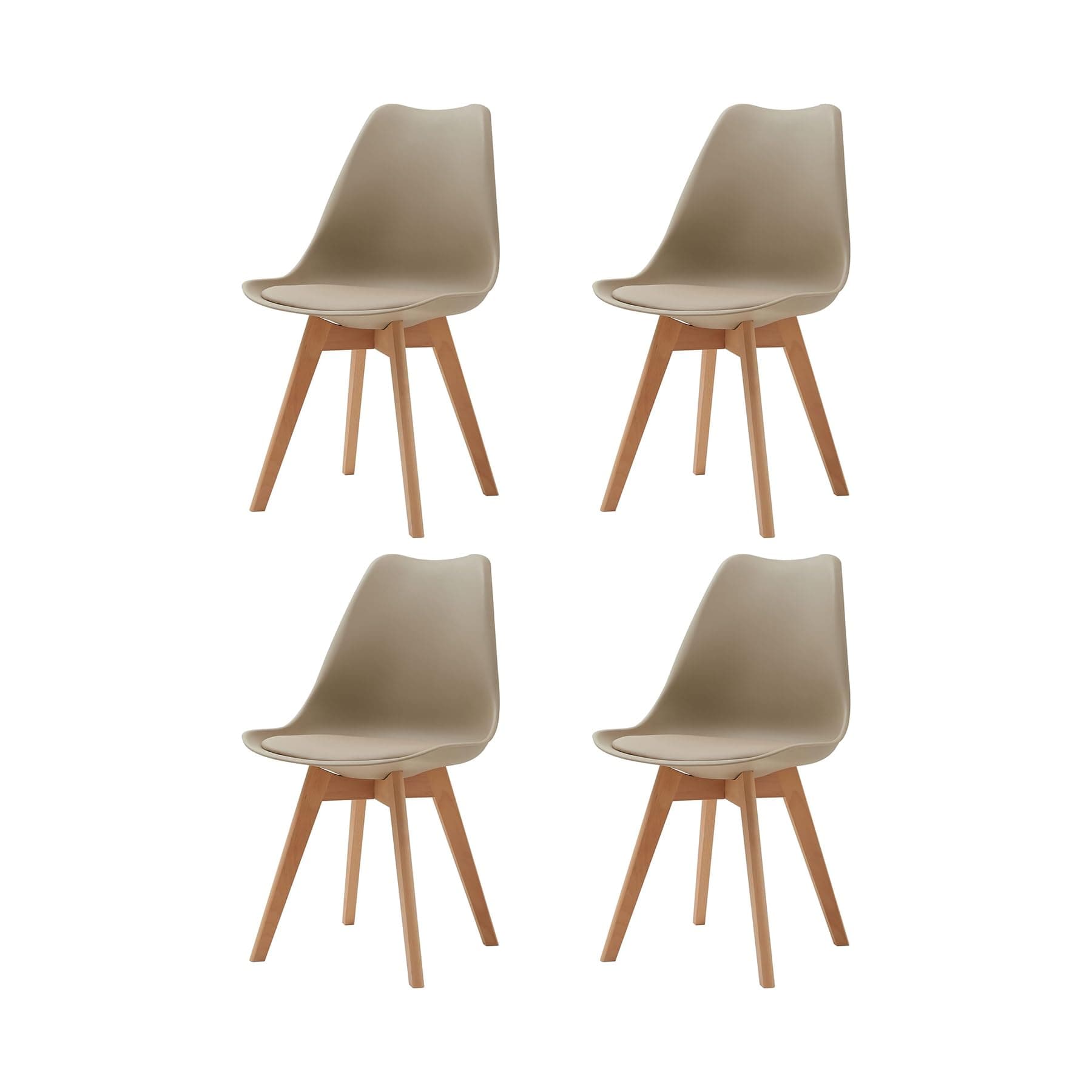 Silla de comedor escandinava beige con patas de madera clara