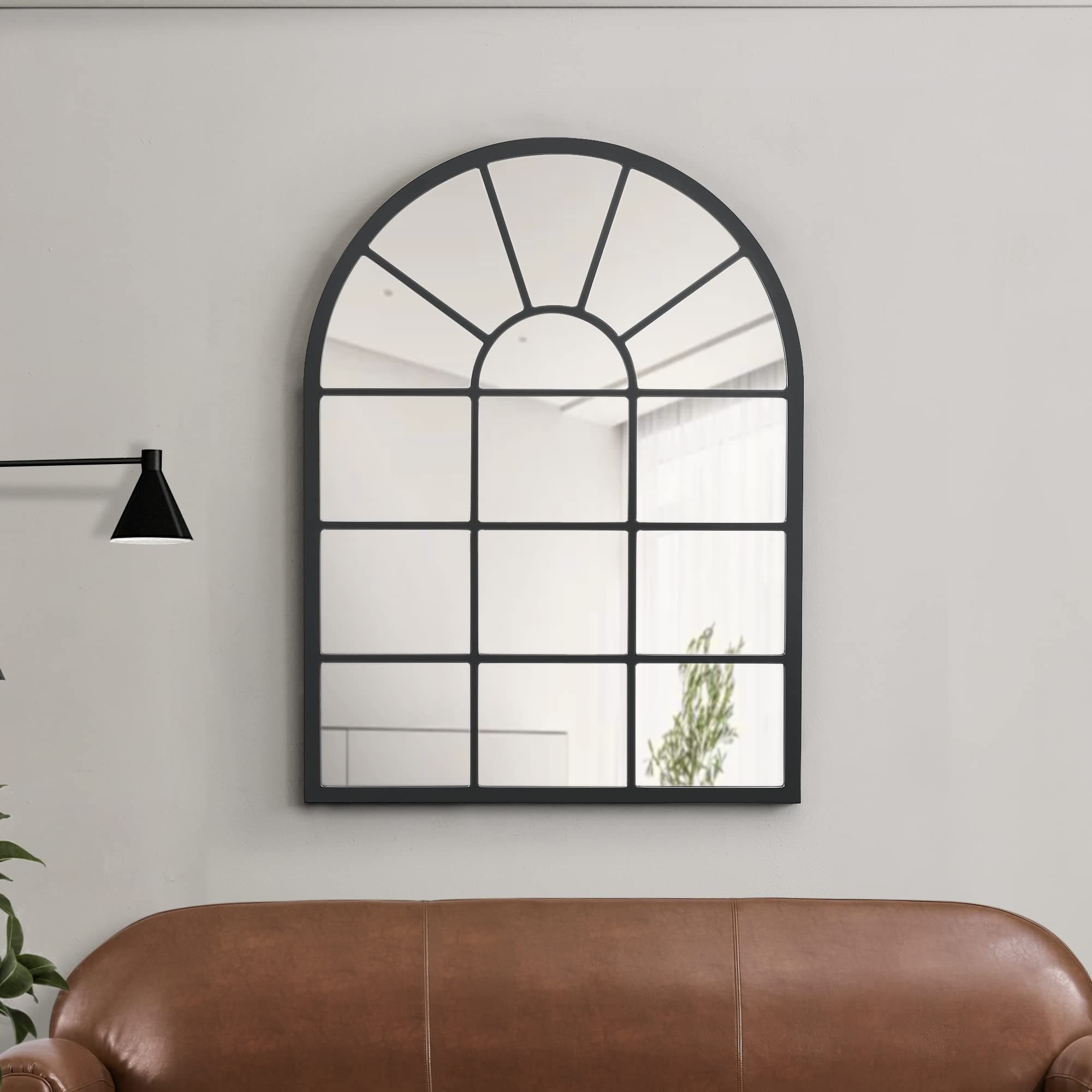 Espejo de pared estilo ventana arco negro